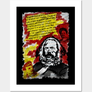 Hand Drawn Drawing Portrait of Karl Marx Posters and Art
